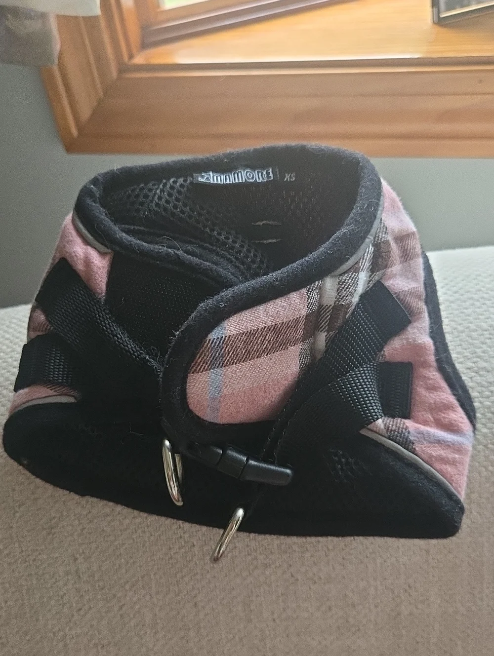 MAMORE Pink Plaid Dog Harness – XS 🐾
